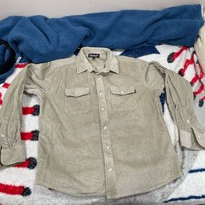 Belief corduroy beige button down shirt